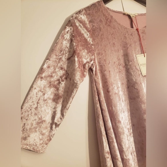 Rolla Coster Clothing Woman’s Pink Velvet Mini Tunic 3/4 Sleeve Dress Size Small - Picture 6 of 11